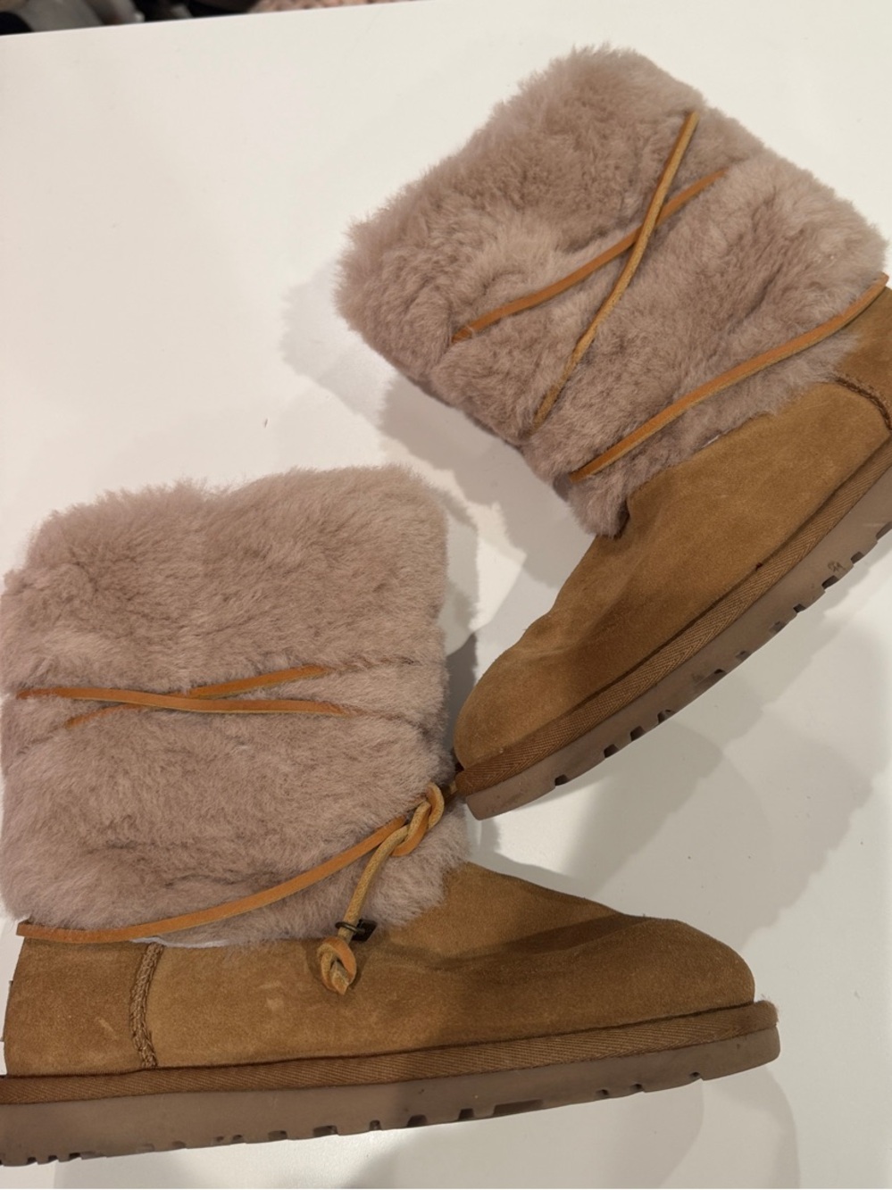 UGG Chestnut Suede Shearling Cuffed Winter Boots